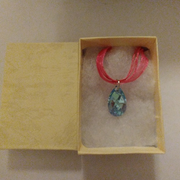 Aruba Blue Crystal Teardrop Necklace - Picture 8 of 8